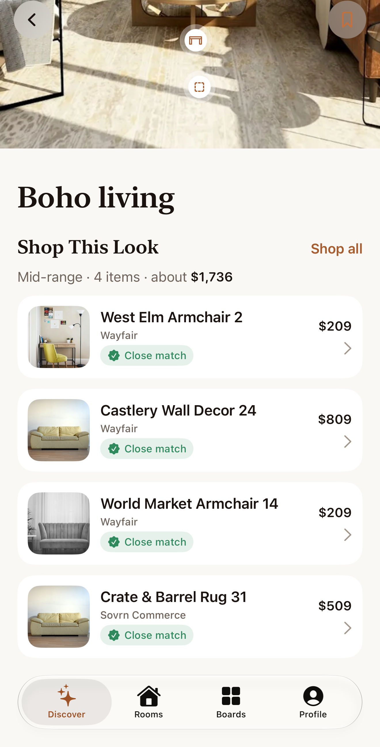 Redesign detail with a Shop This Look list of products and prices